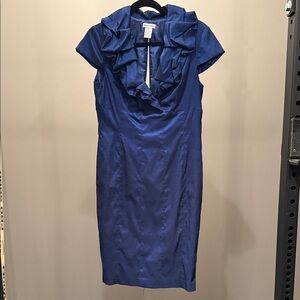 Andre Oliver Elegant Blue Midi Dress